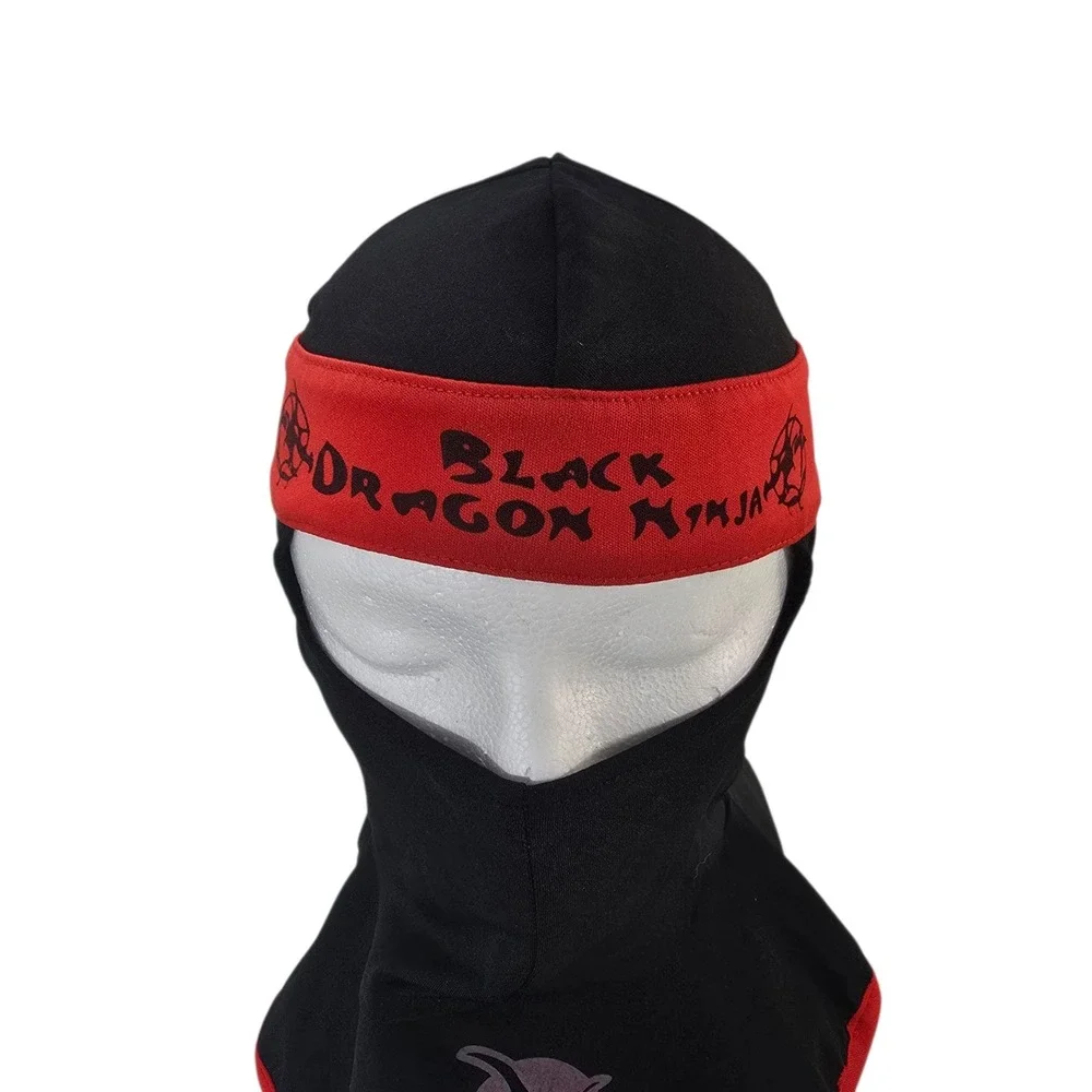 Dress Up America Black Dragon Ninja Hood Kids Small 4-6 Black Red Balaclava Mask